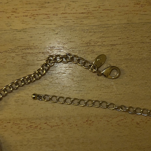 Beautiful Blue and Tangerine Gold-Tone Disk Necklace stamped C - Picture 4 of 7